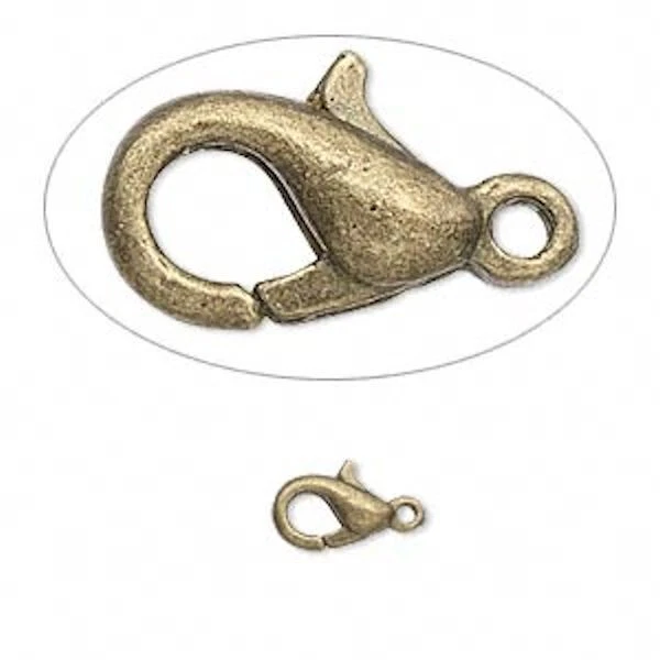 100 Antiqued Brass Plated Pewter 7x5mm Lobster Claw Clasps - Image 3 of 3