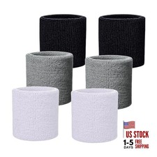 Wristbands Sweatbands for Men  Women, Breathable Tennis Wrist Black,White,Grey
