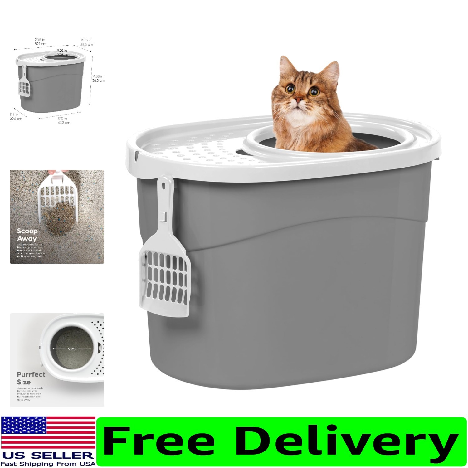 - Large Enclosed Design With Litter Catching Lid