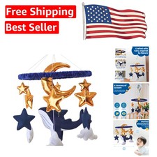 Nautical Whale and Stars Hanging Mobile for Boys' Nursery - Handcrafted Elegance