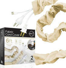 Fabric Cord Cover 2 Pack, 6 Ft, Cable Management and Hider, Easy Installation,