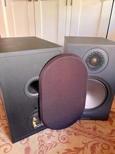 Monitor Audio Bronze 100 Bookshelf Speakers Black with Maroon Covers (Pair)