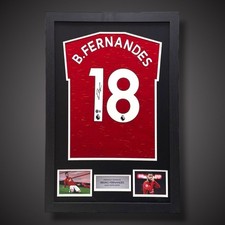 Bruno Fernandes Hand Signed And Framed Manchester United Shirt With COA &pound;299