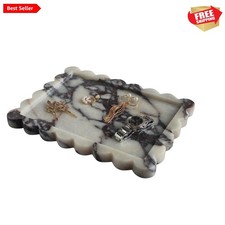Stylish 10.8"x8" Scalloped Marble Tray - Perfect for Organizing and Decorating
