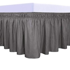 PureFit Wrap Around Ruffled Bed Skirt with Adjustable Elastic Belt - 14 Inch