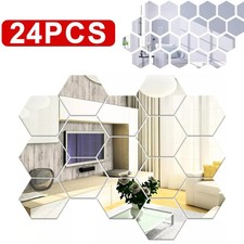 Wall Stickers Acrylic Mirror 24x Hexagon Mirror Self Adhesive Aesthetic Modern