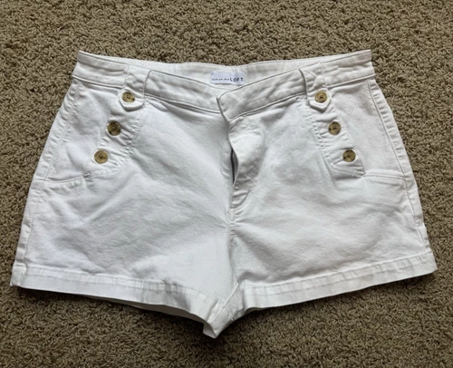 Loft Womens White Pocket Denim Jean Shorts Size 31/12