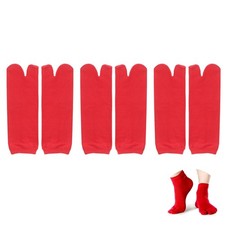 ZARSIO 3 Pairs Japan Tabi Socks Elastic Flip Flop V-Toe Split 0-1, Red