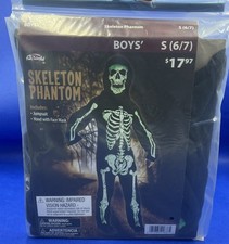 Boys S 6/7 Fun World Skeleton Phantom Halloween Costume NWT NEW 