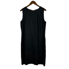 Talbots Women’s Dress Size 16 Black Sleeveless Linen Sheath Classic Minimalist