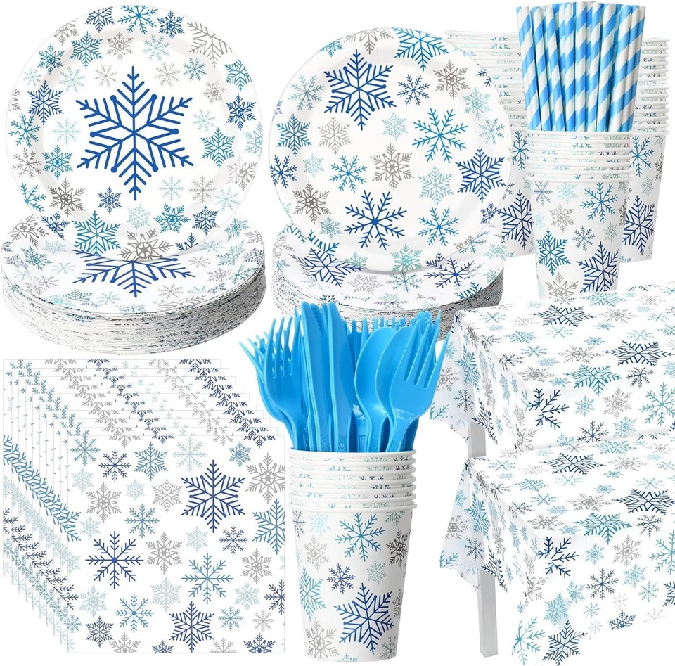 452 peças suprimentos de festa floco de neve inverno para 50 convidados - elegante e conveniente - Imagem 3 de 4