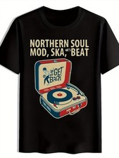 Men'S Vintage 60s Retro Record Player Graphic T-Shirt - Northern Soul Mod Music