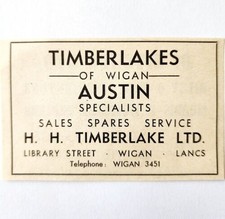1954 Timberlakes Wigan Austin Dealership Advertisement Import Automobilia E89F2
