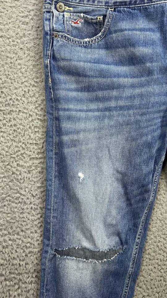 Hollister Jean Overalls Womens XL Boyfriend Distressed Blue Denim Adjustable Y2K - Image 4 of 4