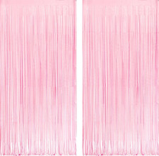 Pastel Pink Party Backdrop Decoration - Baby Pink Foil Fringe Streamers for Bab