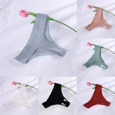 22) Cotton Thong Thread Underwear for Women Low Waist T Shaped Briefs in Blue