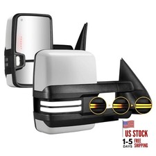 Towing Mirrors Painted Switchback Turn Lights Compatible with 2003-2007 White