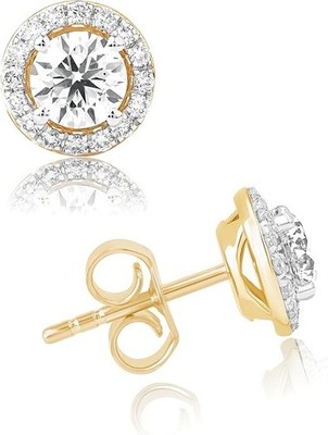 2ctw Rund Lab Grown Diamant Ohrstecker 10k Gelbgold für Damen
