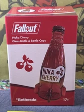 Fallout Nuka Cola Cherry Glass Rocket Bottle & 10 Caps Replica NEW