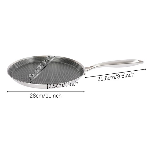 11in Stainless Steel Crepe Pan Pancake Pan Non Stick Cooking Pan For Kitchen - 第 2/12 張圖片