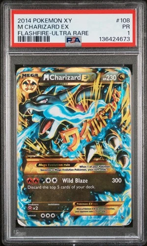 2014 POKEMON XY FLASHFIRE ULTRA RARE #108 M CHARIZARD EX PSA 1