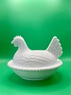 New ListingVintage Indiana Milk Glass White Hen On A Nest 7" Chicken Excellent Condition!