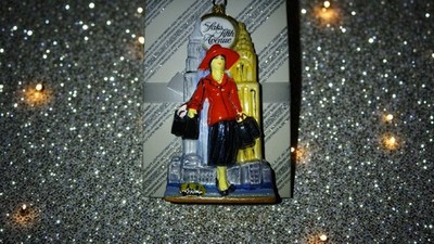 SAKS FIFTH AVE. Collectable Glass  Blown Lady In Red Shopping Ornament