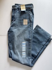 St Johns Bay Jeans Womens Sz 12 Blue Denim Stretch Straight Mid Rise Slender NWT