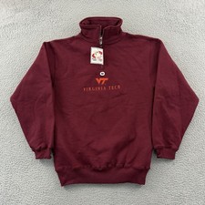 Vintage Virginia Tech Hokies Sweatshirt Men s Medium Red 90s Quarter Zip NWT