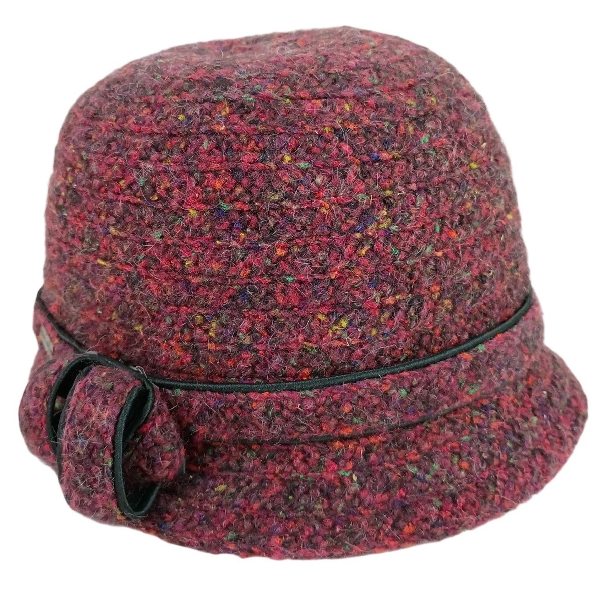 Wool Cloche Hat‎ Lot, Betmar Street Smart, Toucan New York Los Angeles, Floral Saddle Stitch Rose Profile Wool Felt Cloche Hat - Made to  main image 4