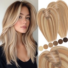 Lace Base Hairpiece Clip in 100 Real Remy Human Hair Hand Tied Topper 8 10CM