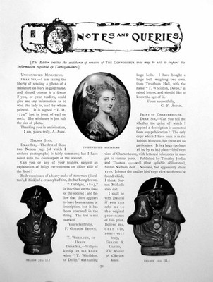Antiker alter Druck Notizen Abfragen unbekannt Miniatur Nelson JugSeite 1911