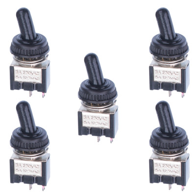 5 x Ein/Aus Mini kleiner Kippschalter + wasserdichte Abdeckung Mini klein SPST 12V