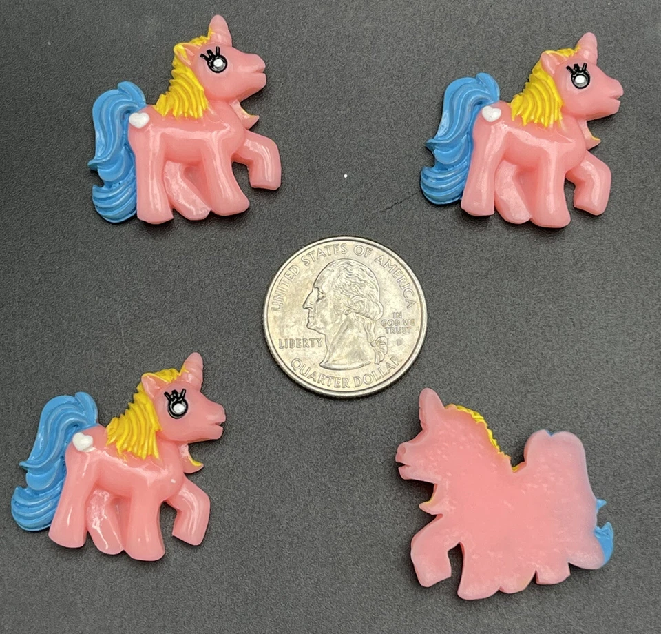 4 pcs My Little Pony Flatback Resin Cabochon Hair Bow Craft Embellishments 25mm - Image 3 of 3