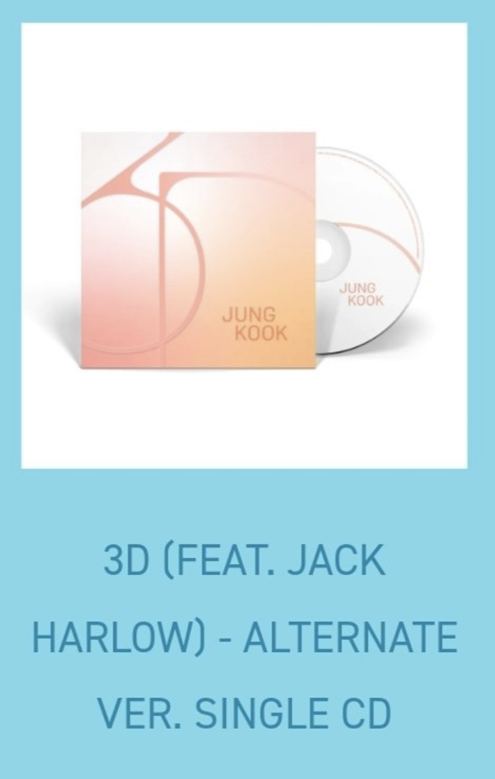 防弾少年団(BTS) - BTS グク 3D CD Pre-Order BTS Jungkook Official 3D Single CD [Blue or Peach
