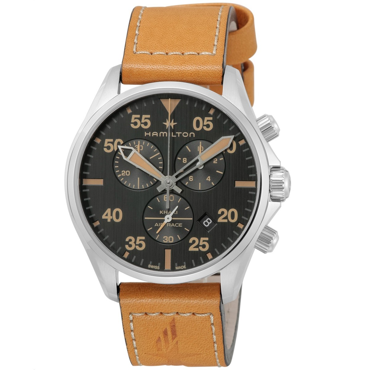 Hamilton Khaki Aviation Men's Black Watch with Brown Leather Band