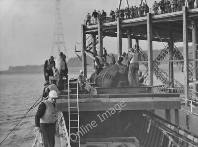 Photo 12x8 The old Severn Bridge Beachley The first strand of steel cable  c1964
