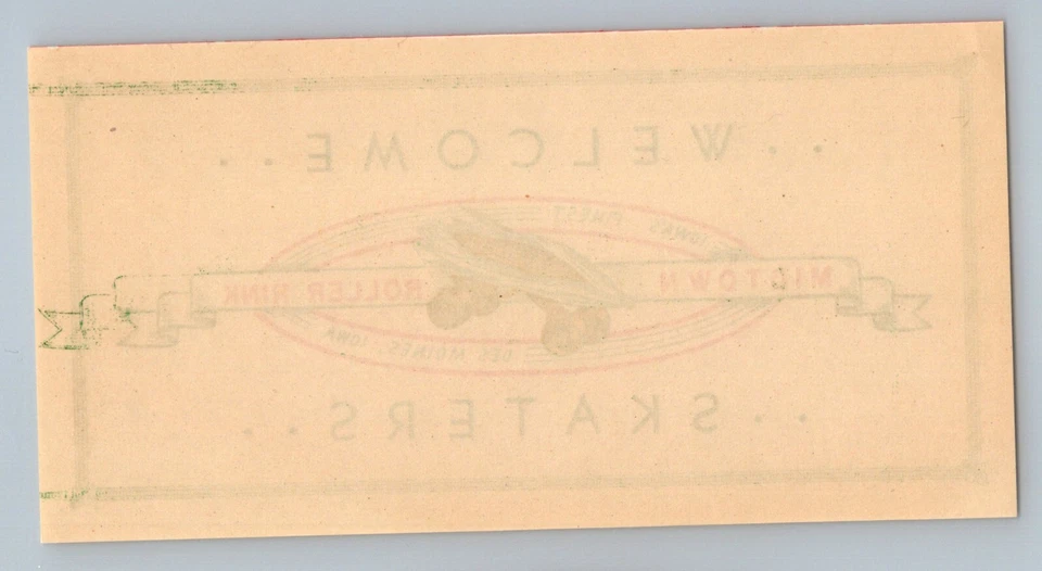 1950s Midtown Roller Skating Rink Sticker Label 11th & Walnut St Des Moines Iowa - Image 3 of 3