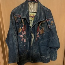 Jou Jou Vintage Sequined And Beaded Womens Jean Jacket Size L