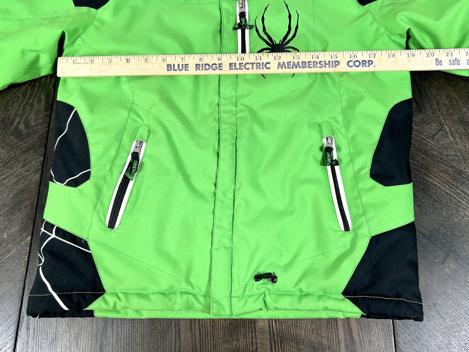 Spyder Boy’s Ski Jacket Size Youth 12 Bright Green Spider  Design eBay