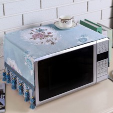 1X Retro Tassel Floral Microwave Cover Beads Flower Pattern Oven Dustproof Cloth