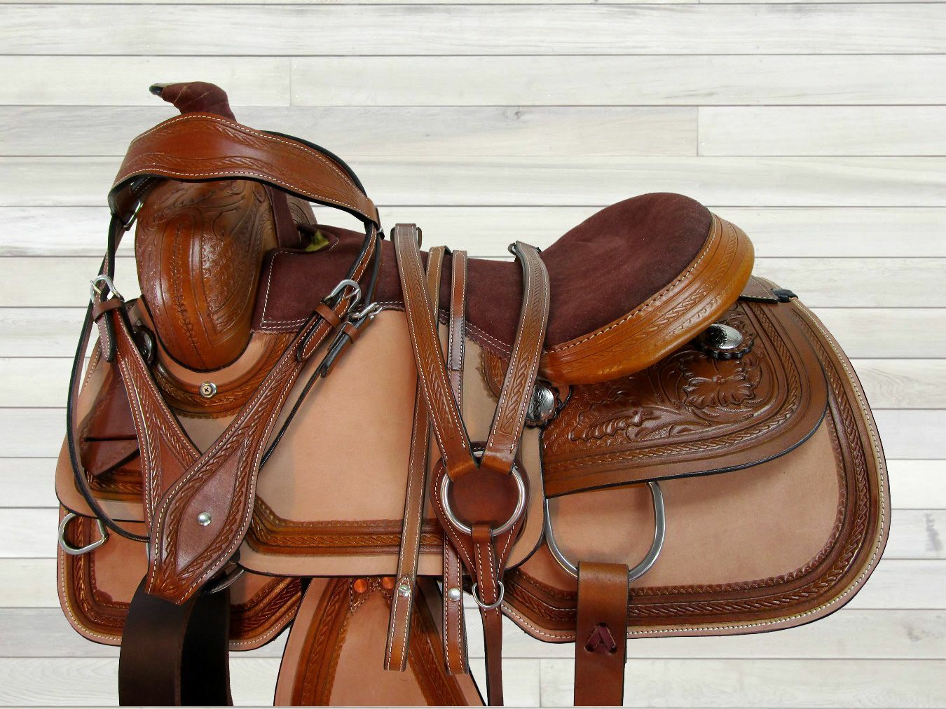 Western Trail Saddle 15 16 17 18 Handmade Leather Tooled Tack Set 15 16 17 18