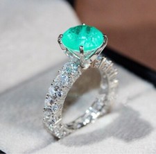 1ct Colombia emerald promise engagement ring band 925 sterling silver