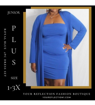 2X - Royal Blue 2pc Dress  Set