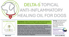 DELTA-5, NOVEL, DOG TOPICAL ANTI-INFLAMMATORY HEALING OIL FOR SKIN AND PADS
