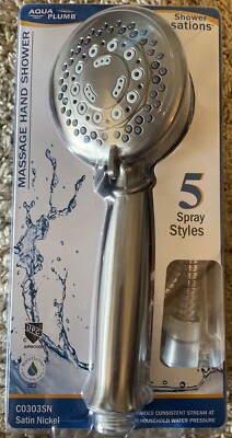 Aqua Plumb Massage Hand Shower Sensations Satin Nickel 5 Spray Styles - C0303SN