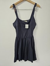 Free People Castella Mini Dress Womens Small Black Babydoll Boho Cotton