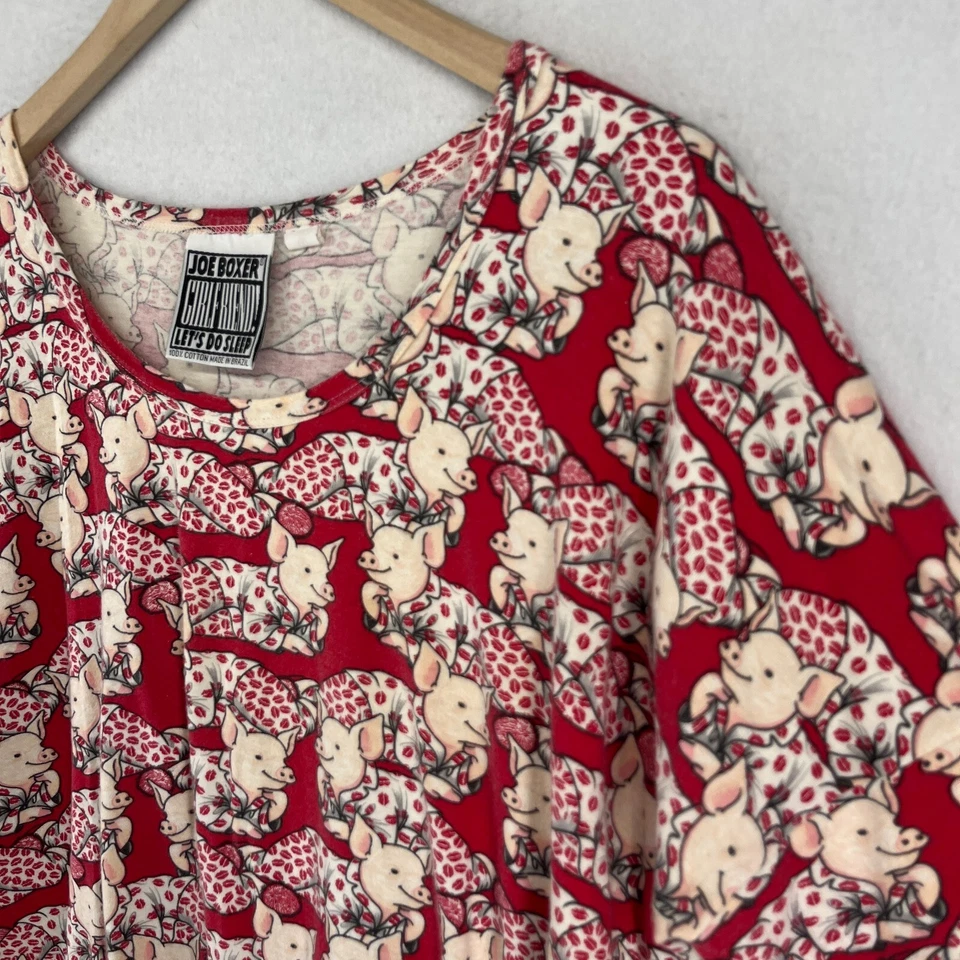 Рубашка для сна JOE BOXER S GIRLFRIEND Piggy пижама PJs свинья короткий рукав хлопок красная - Изображение 2 из 4