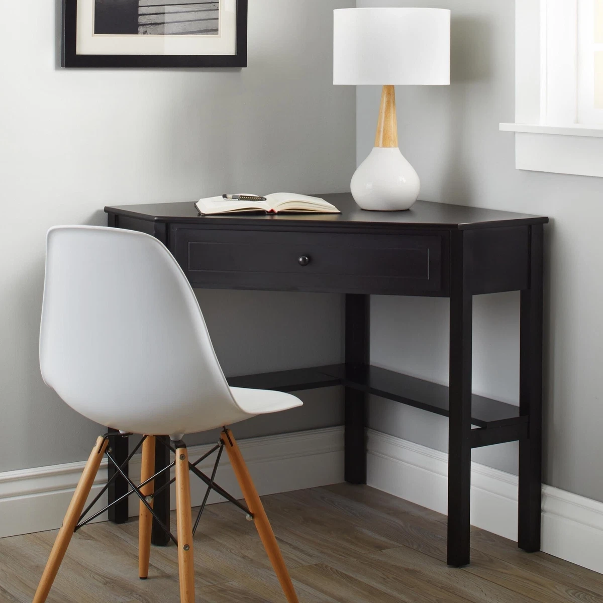 Small corner black desk deals