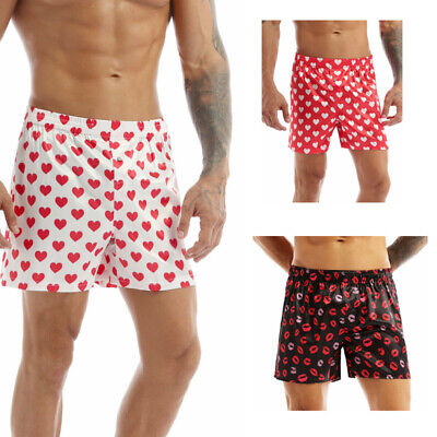 Men's Classic Soft Boxer Shorts Love Heart Printed Lightweight Loose ...